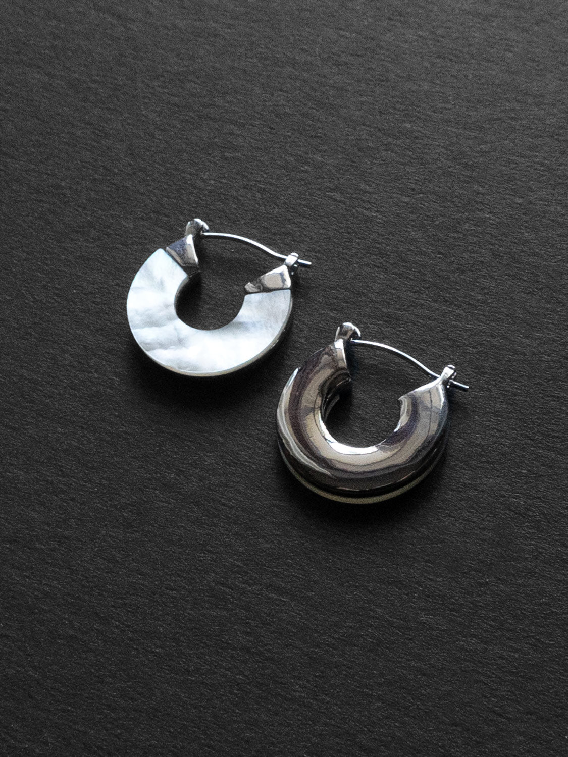 Petite Shell Hoops - Silver