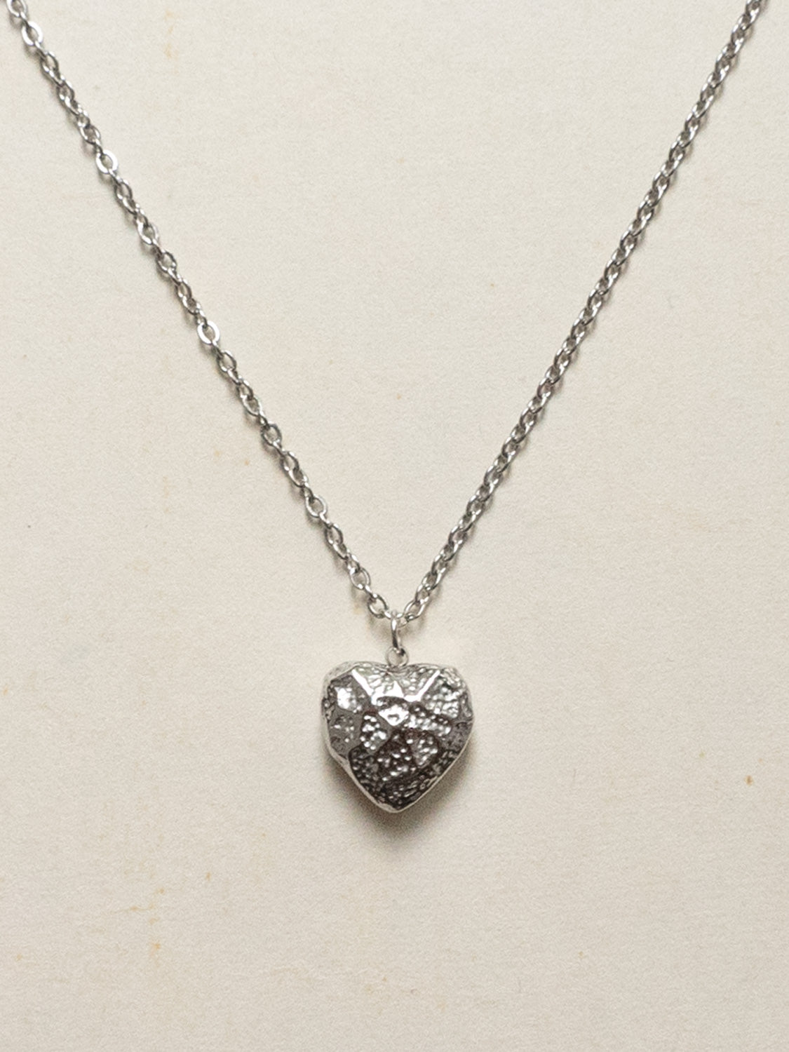 Petite Stone Heart Necklace   Silver 38488202 5b38 45c3 afea 86c084ab67c3