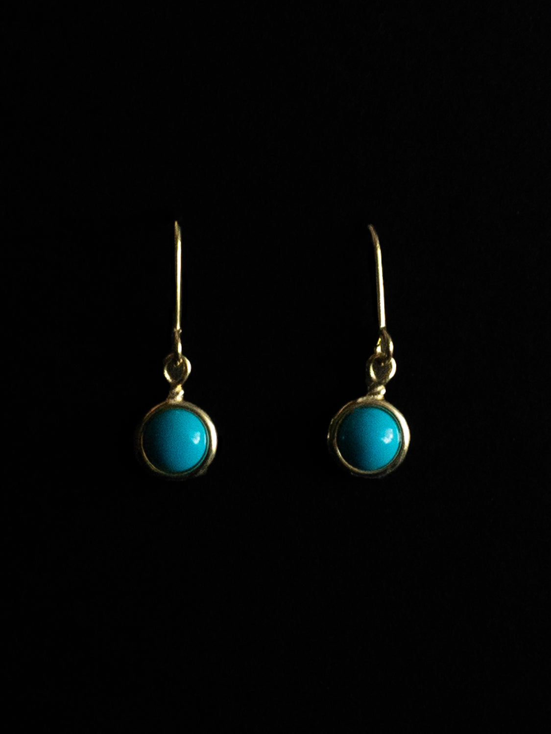 Petite Turquoise Stone Pendant Earrings dark