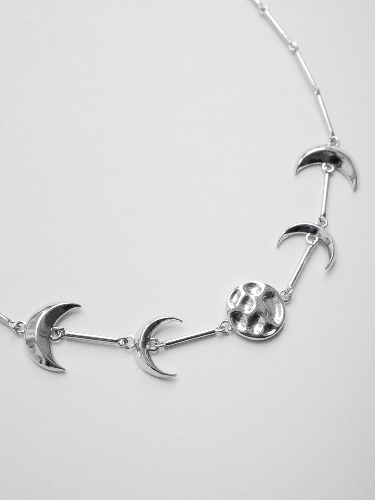 Phases of the Moon Necklace Silver3