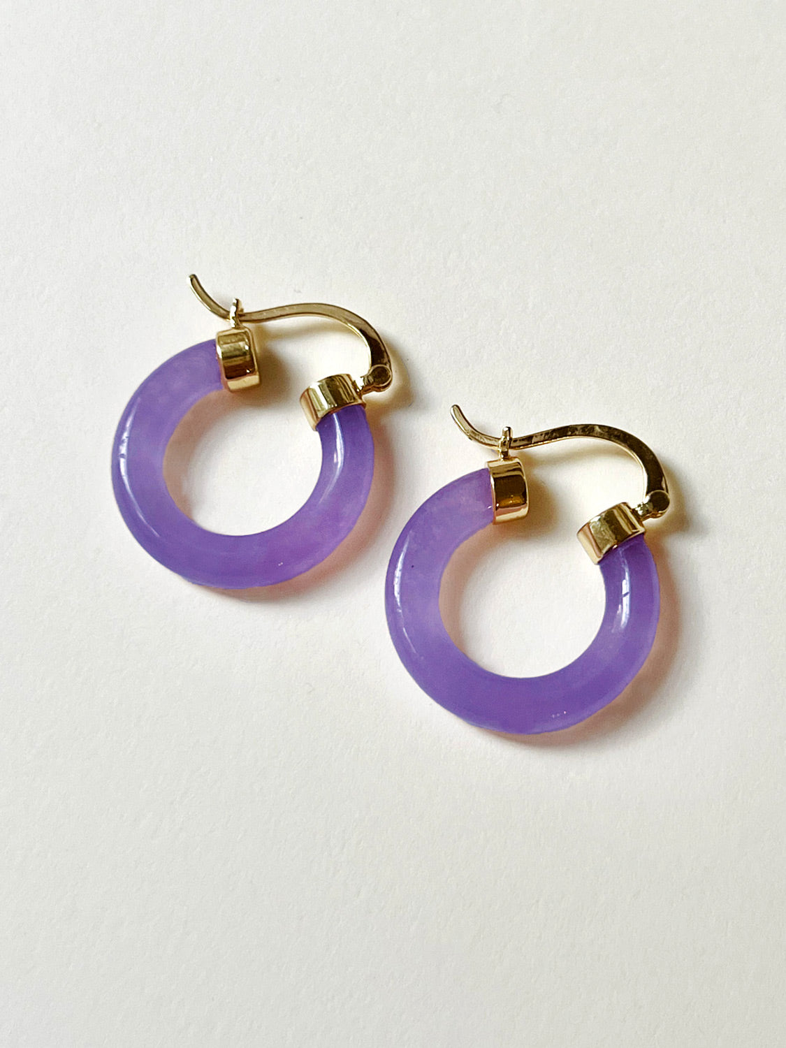 Purple Jade Hoops  Gold tone 1