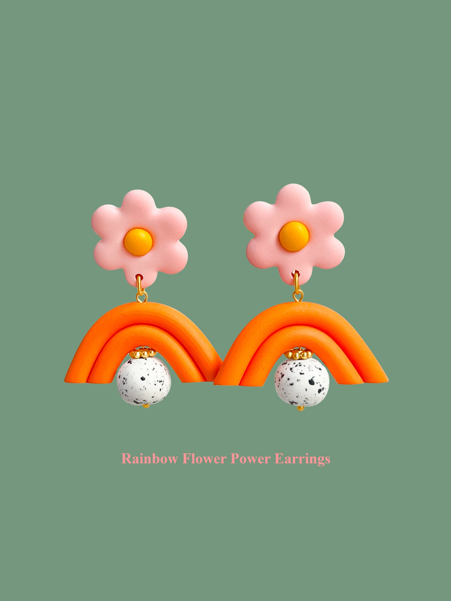 Rainbow Flower Power Earrings text