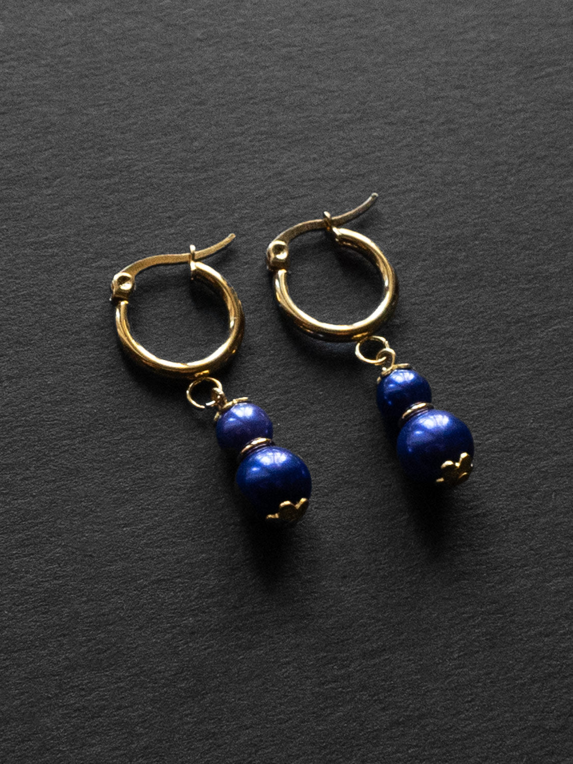 Regal Pearl Hoops - Violet Blue