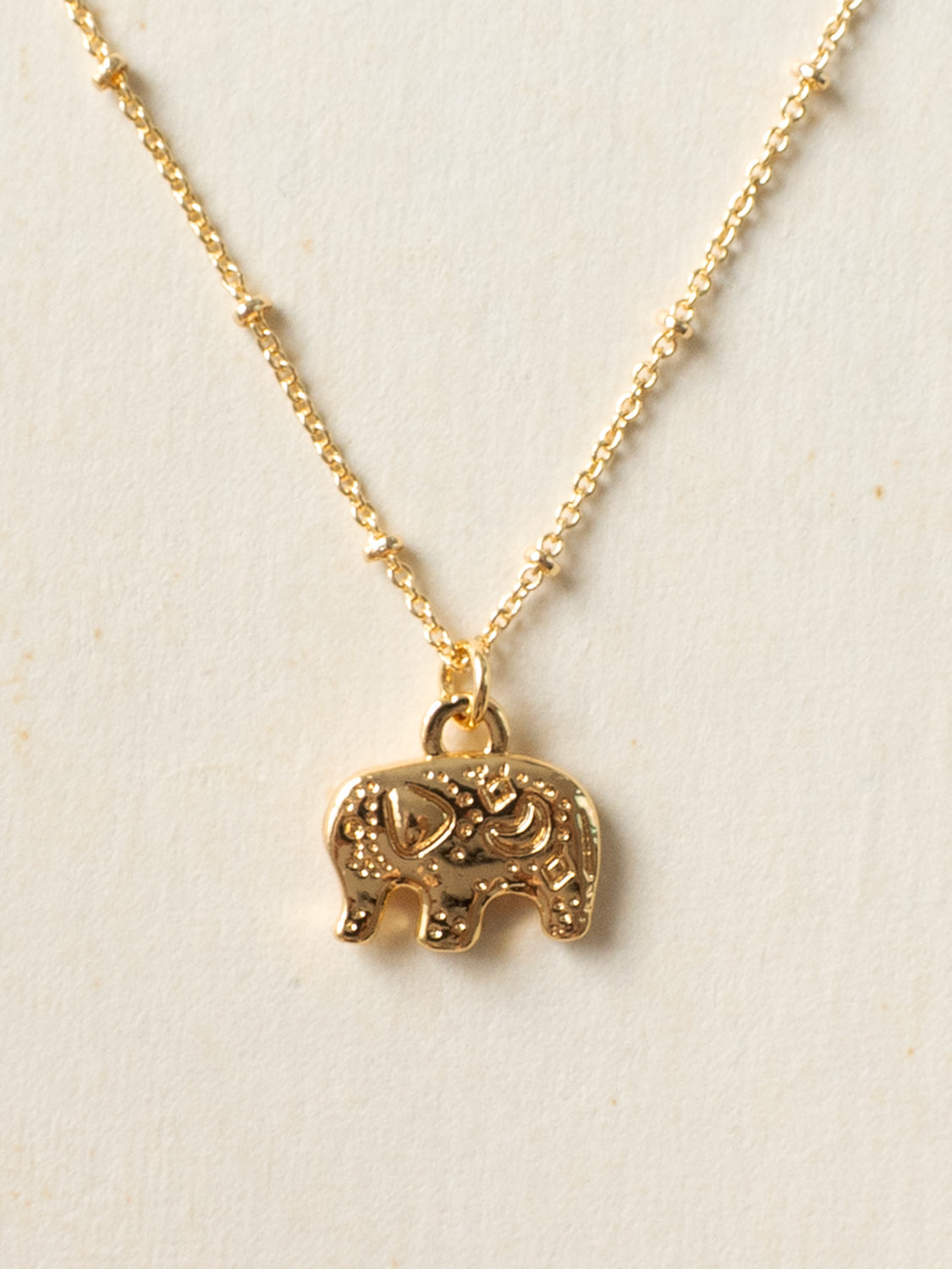 Resort Gold Necklace  Gold   Carved Gentle Elephant1