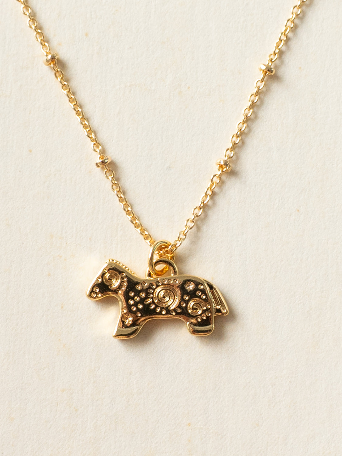 Resort Gold Necklace  Gold   Carved Intuitive Horse1