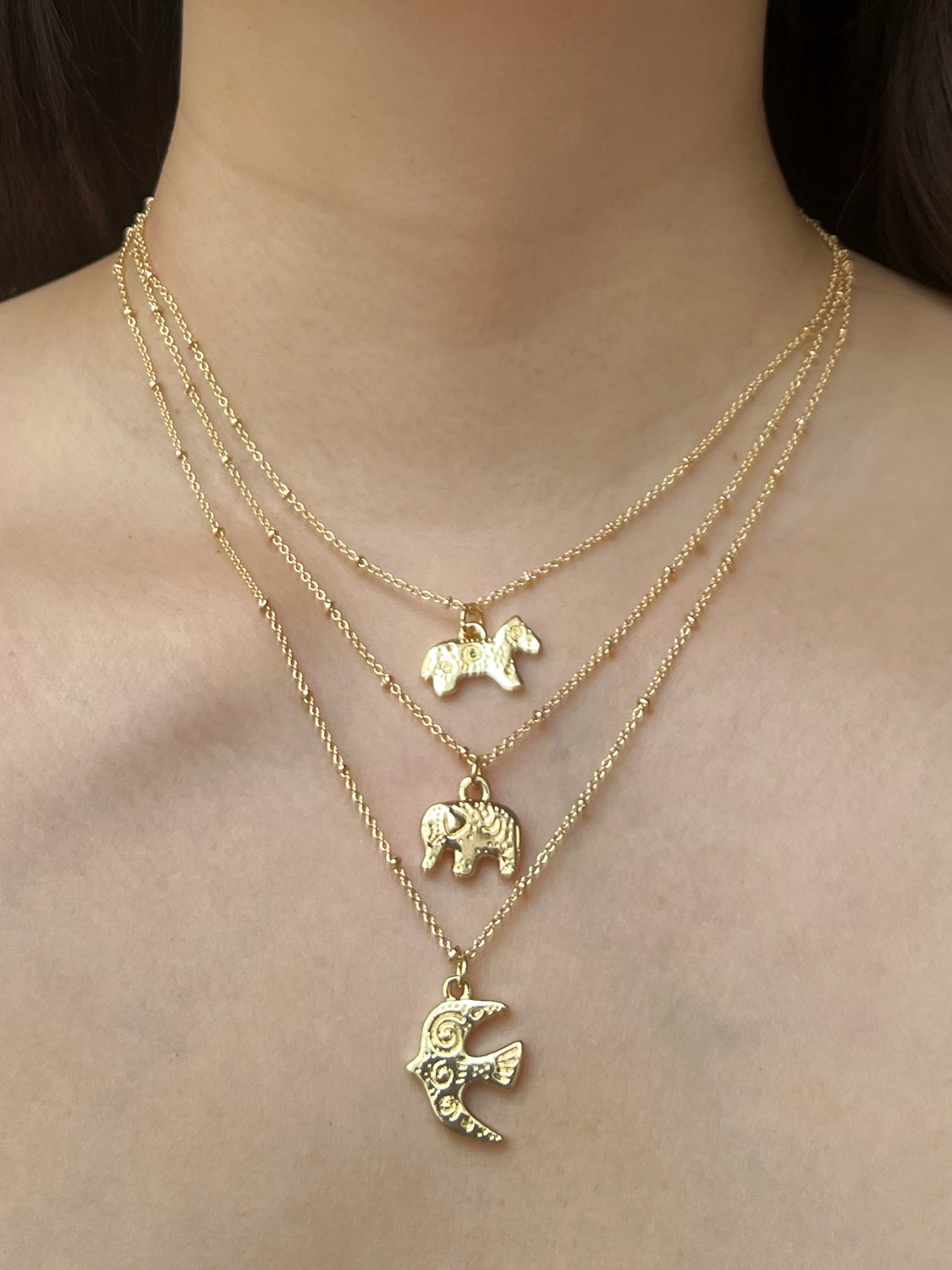 Resort Necklace, Gold - Carved Intuitive Horse