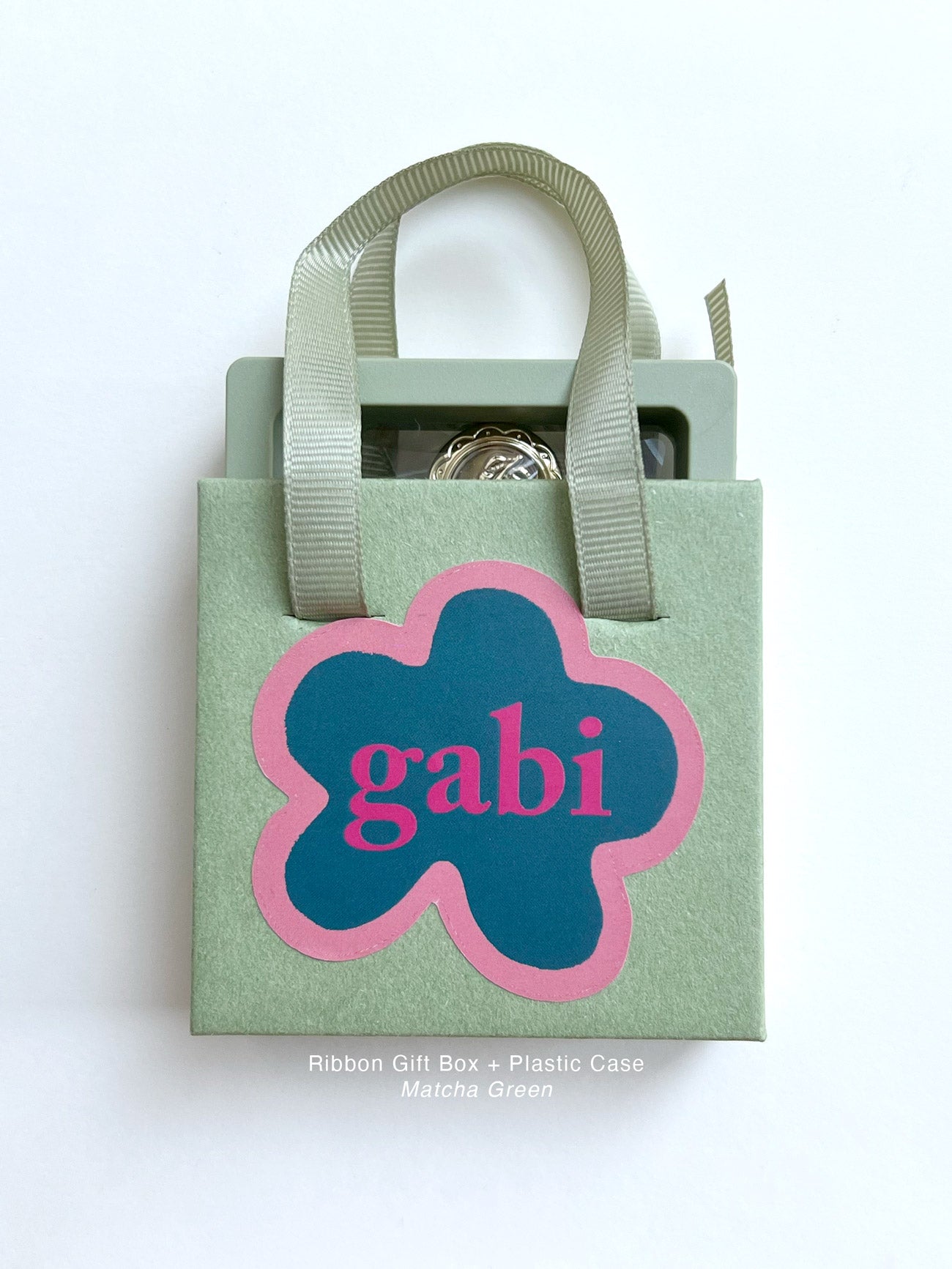 Ribbon Gift Box + Plastic Case - Matcha Green