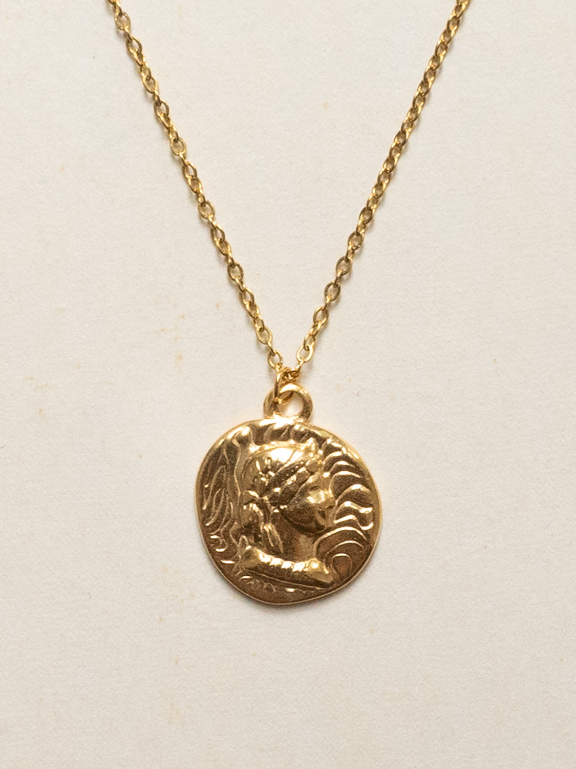 Roman Coin Pendant Necklace   Stainless Steel  Gold1