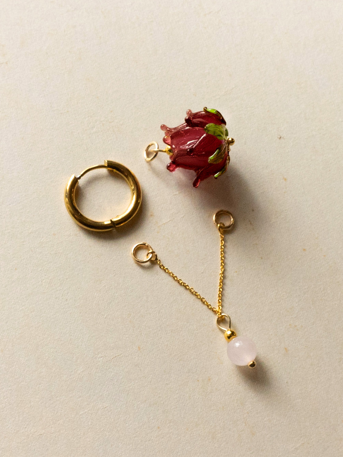 Romantic Hoops - Glass Purple Lotus, Pink Crystal