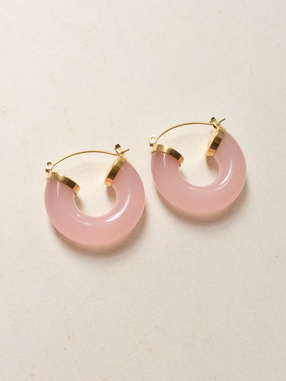 Round Resin Hoops - Rose Quartz