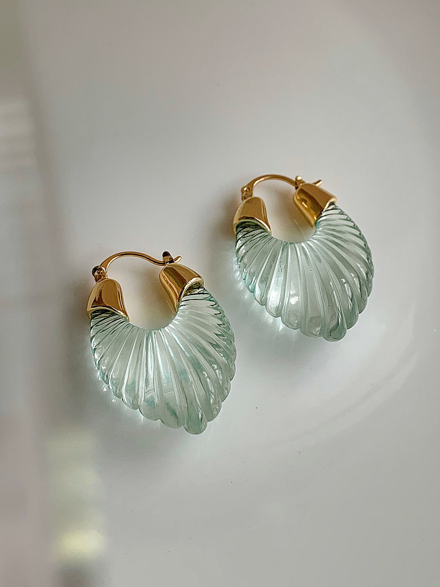 Sculptural Hoops - Light Seafoam