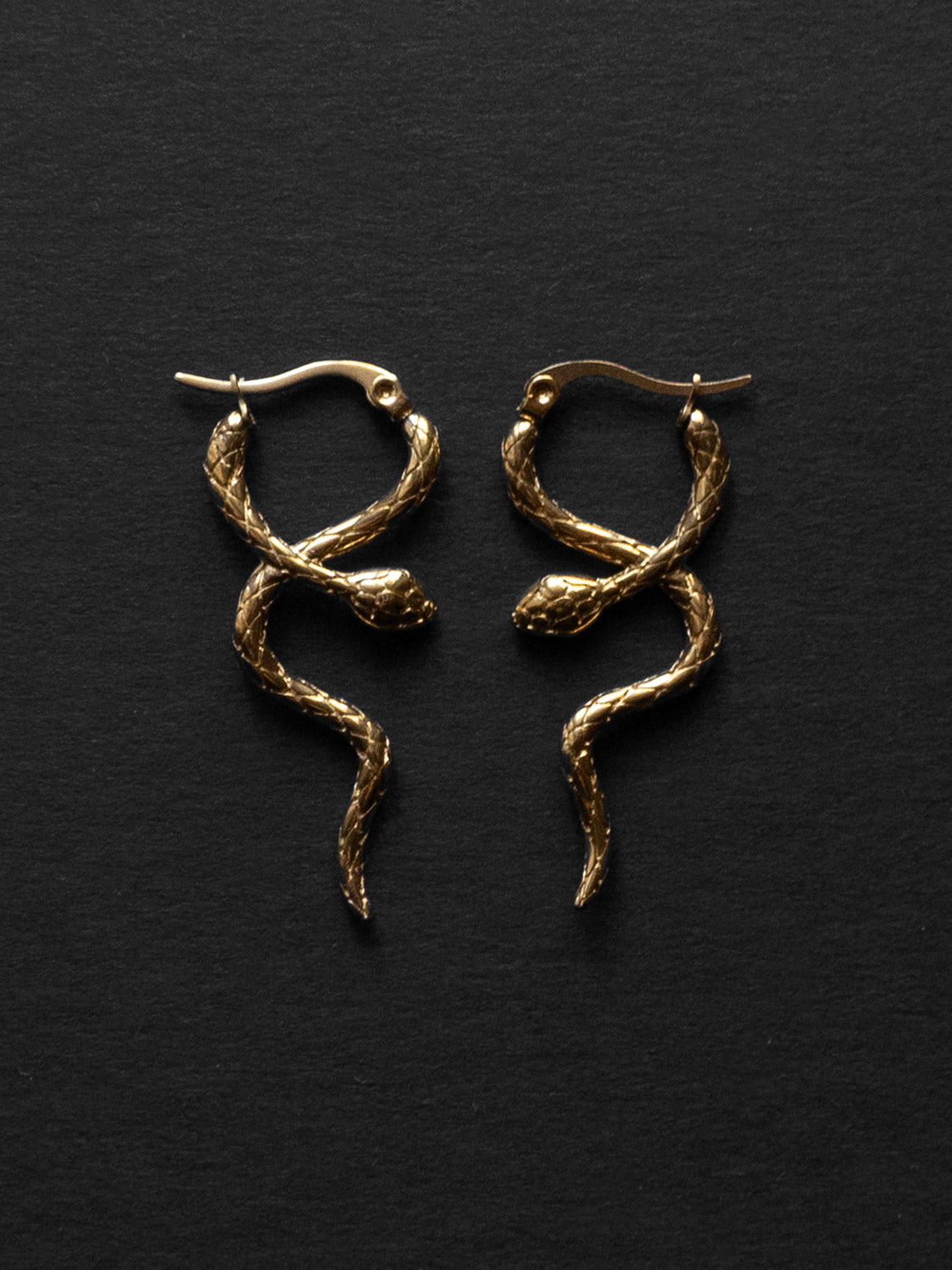 Serpent Snare Earrings - Gold