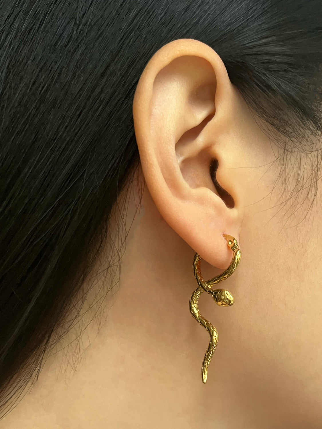 Serpent Snare Earrings - Gold