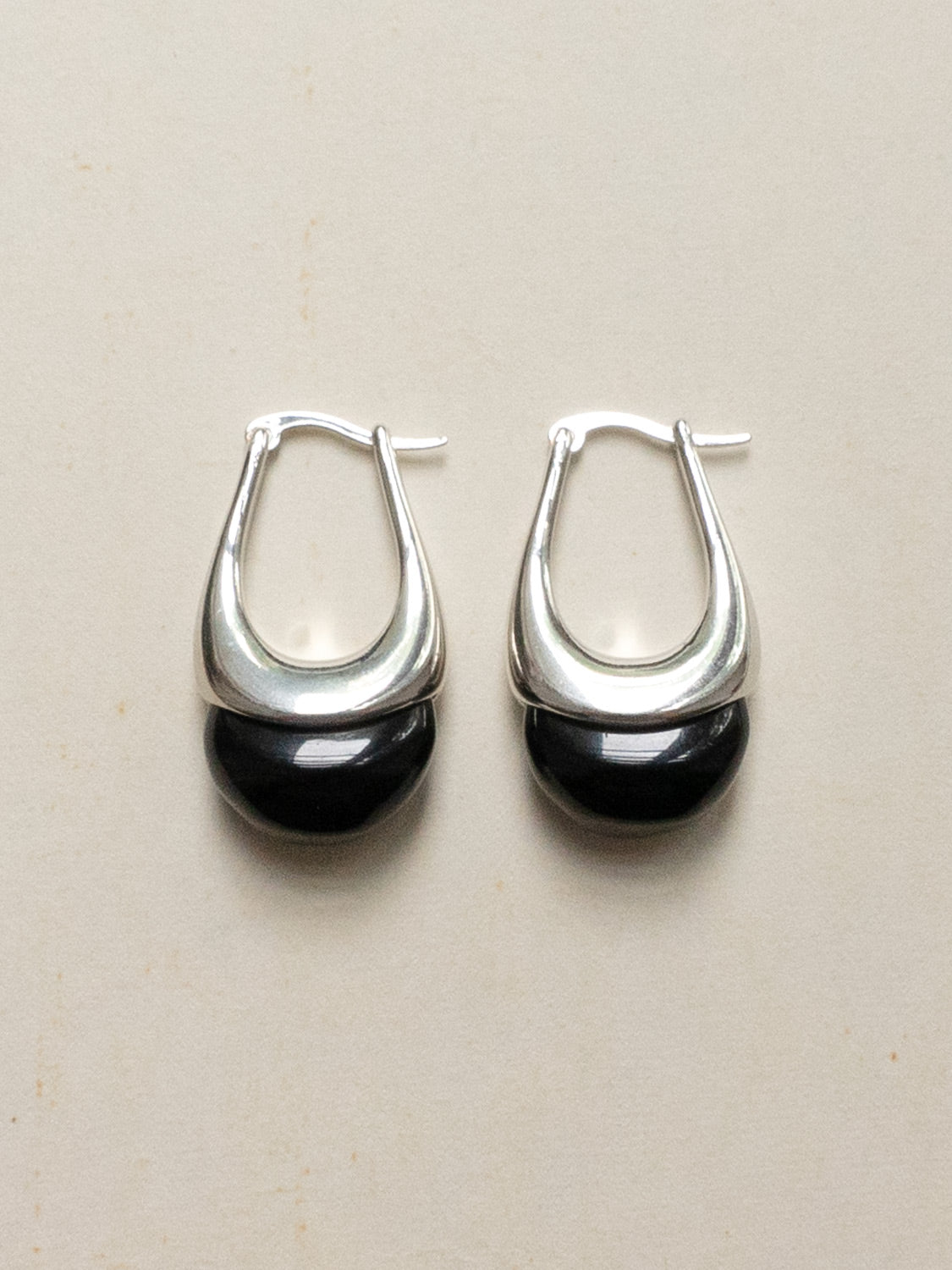 Silver Lucite Hoops   Black