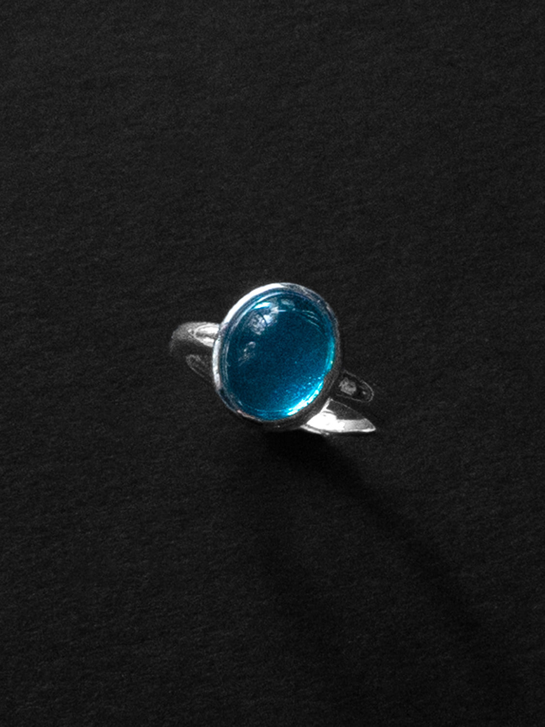 Silver Ring with Aqua Pendant