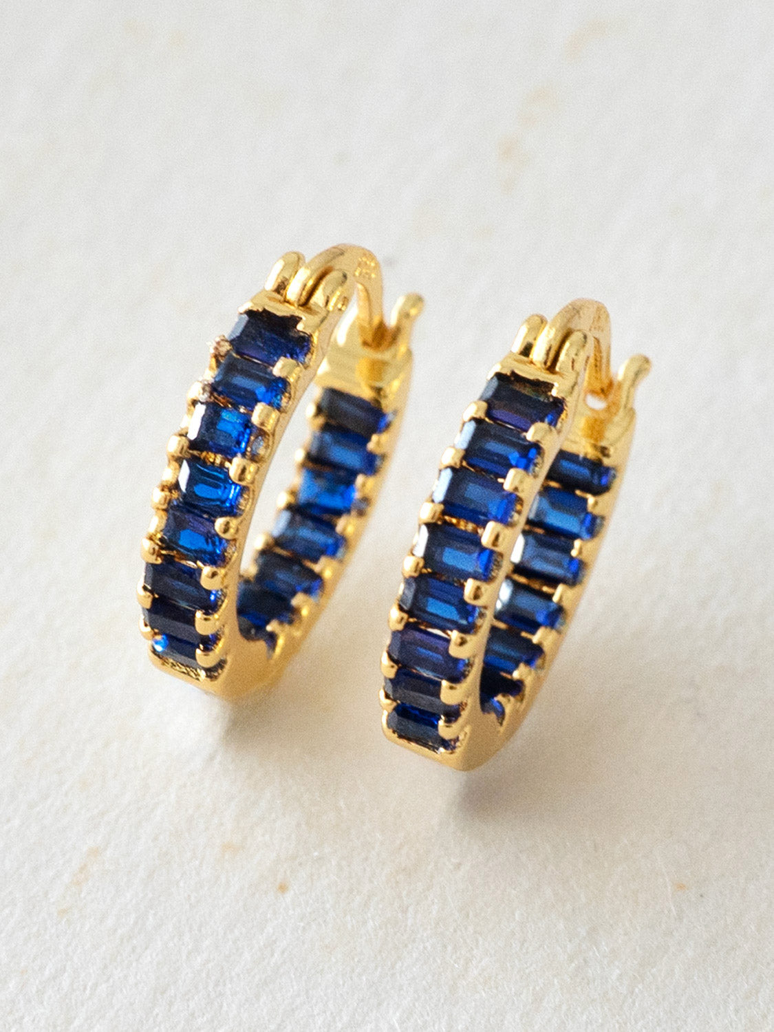 Sparkle Gemstone Mini Hoops  S925   Royal Blue  Gold1 313c156a c1a5 4554 80e4 fcb3c36ee9ec