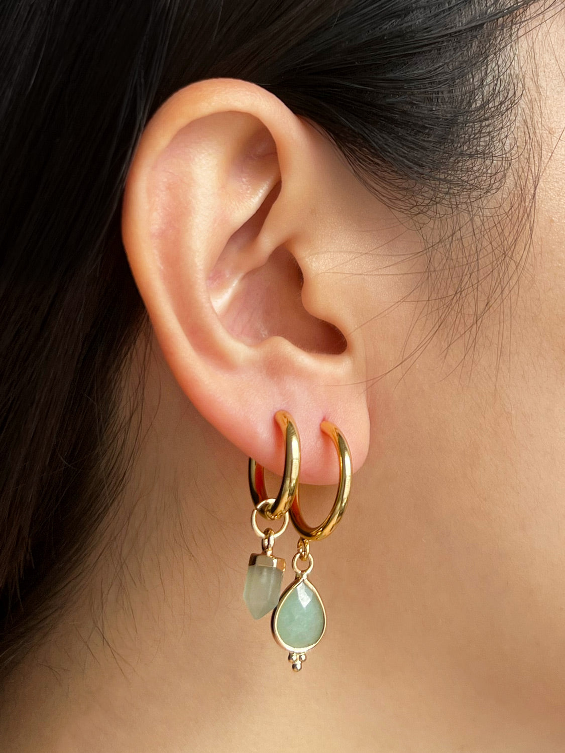 Spiritborn Hoops - Green Aventurine