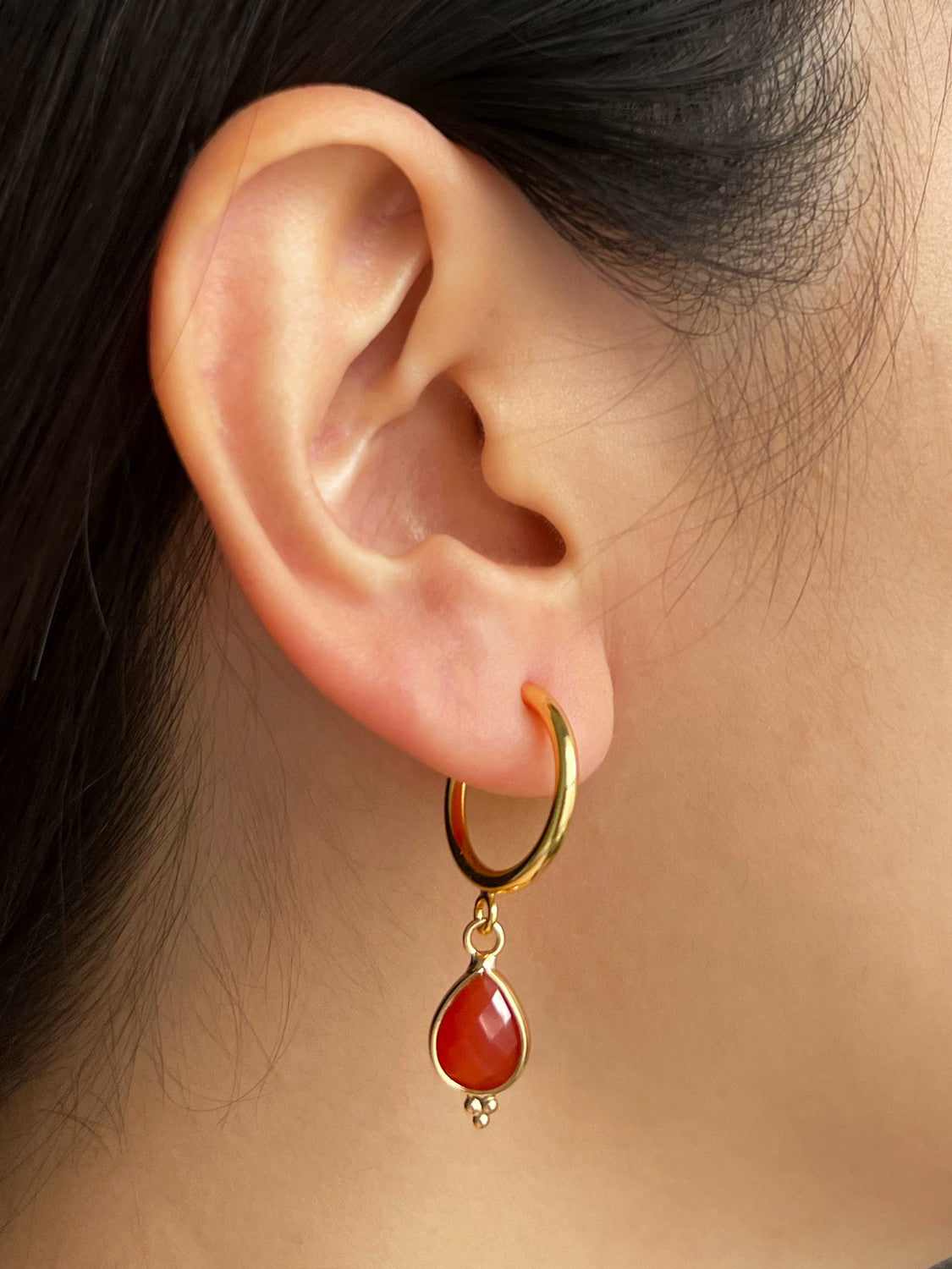 Spiritborn Hoops   Orange Red Agate