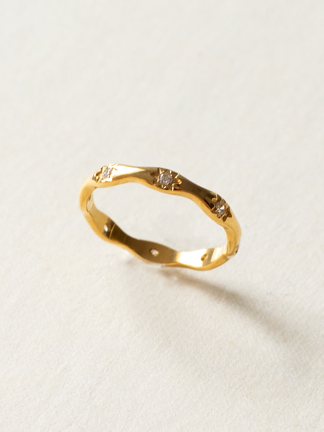 Starry Gemstones Ring  Stainless Steel   Gold