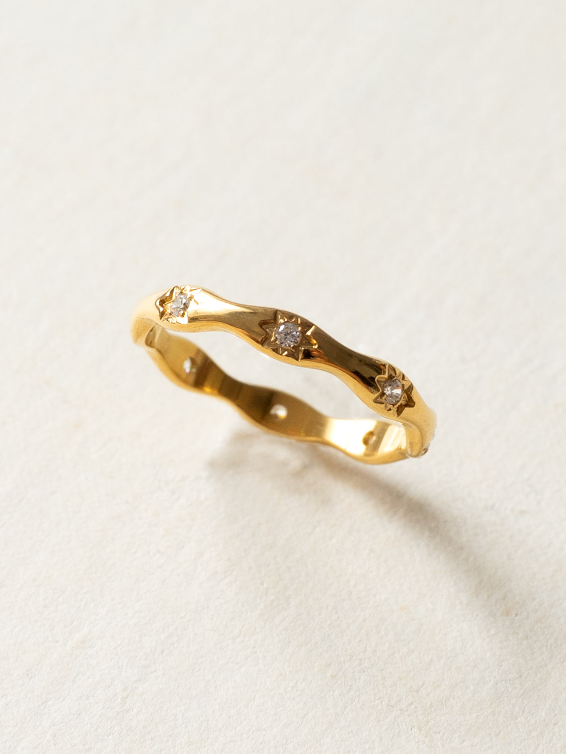 Starry Gemstones Ring  Stainless Steel   Gold2