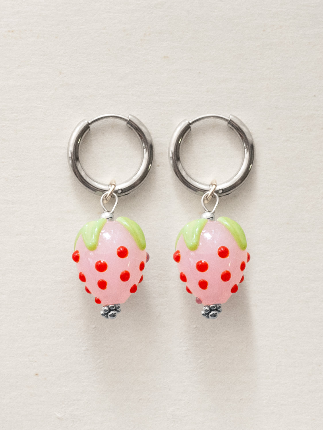 Strawberry Hoops   Pink  Silver1