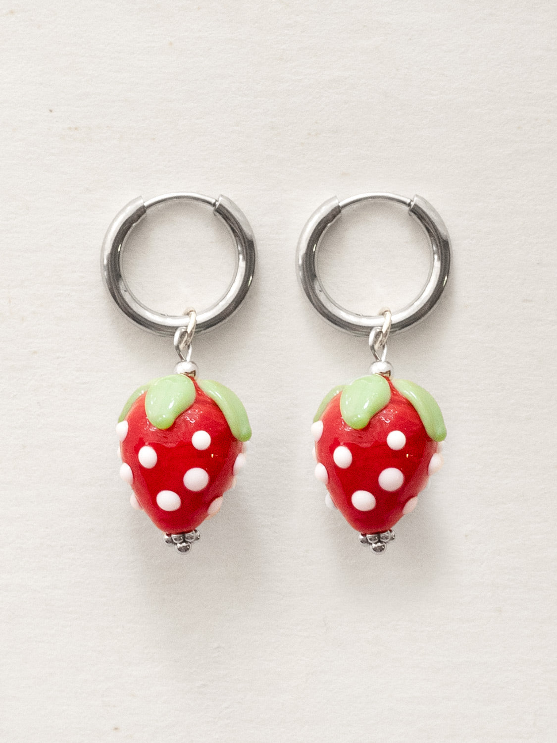 Strawberry Hoops   Red  Silver1