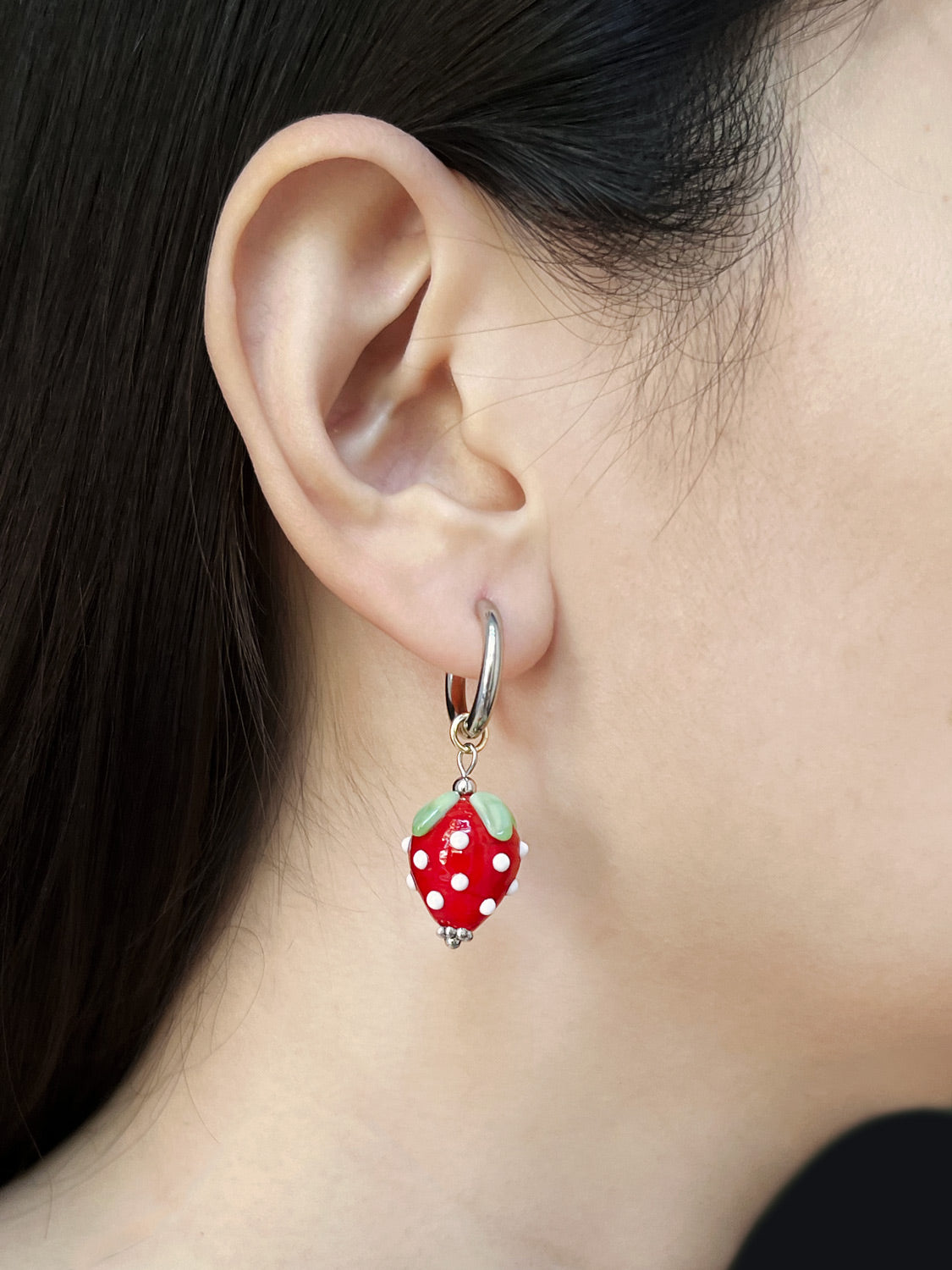 Strawberry Hoops   Red  Silver3