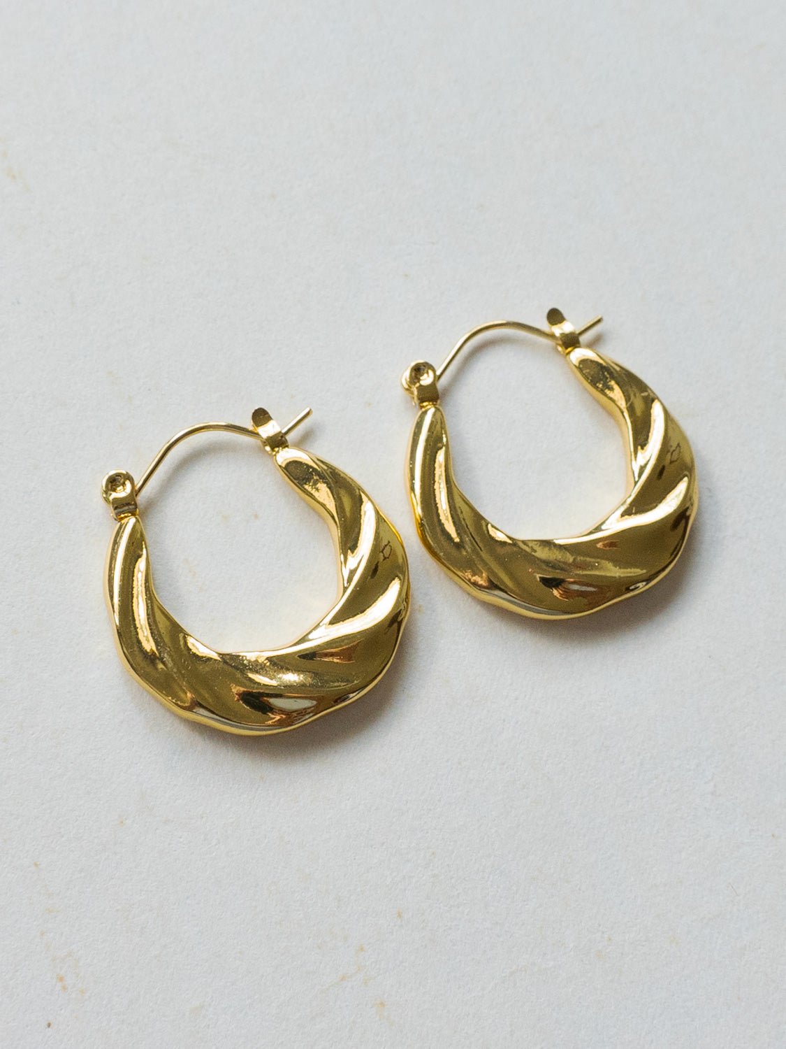 Strokes-Patterned Hoops - Stainless Steel, Gold