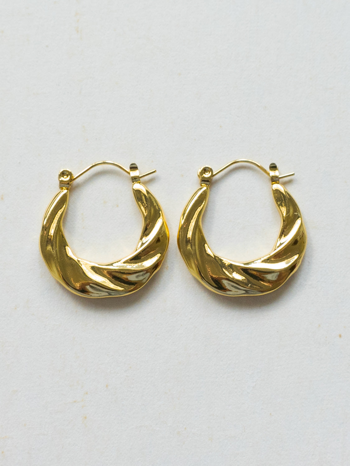 Strokes Patterned Hoops   Stainless Steel  Gold2