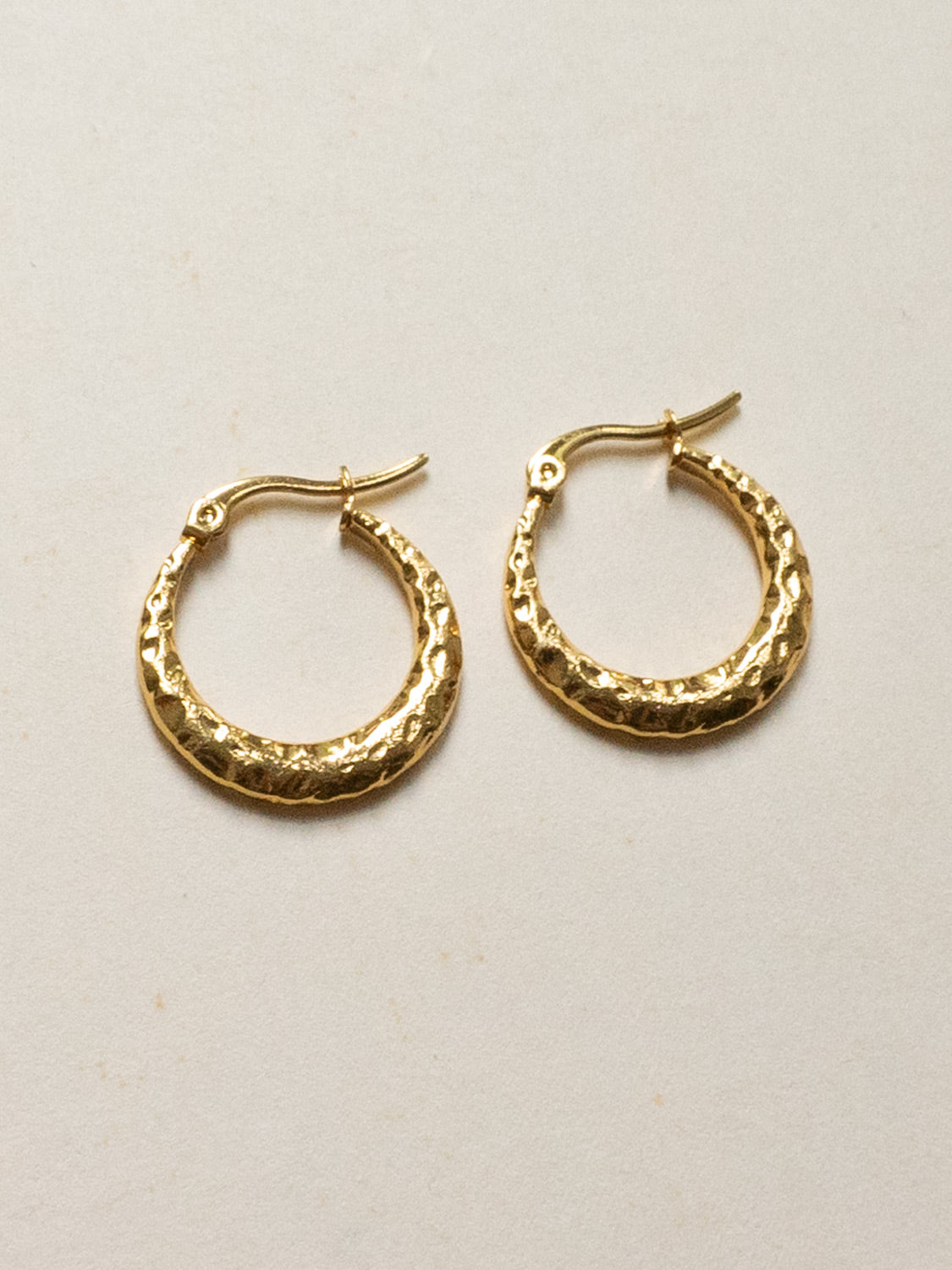 Textured Classic Hoops - Stainless Steel, Gold
