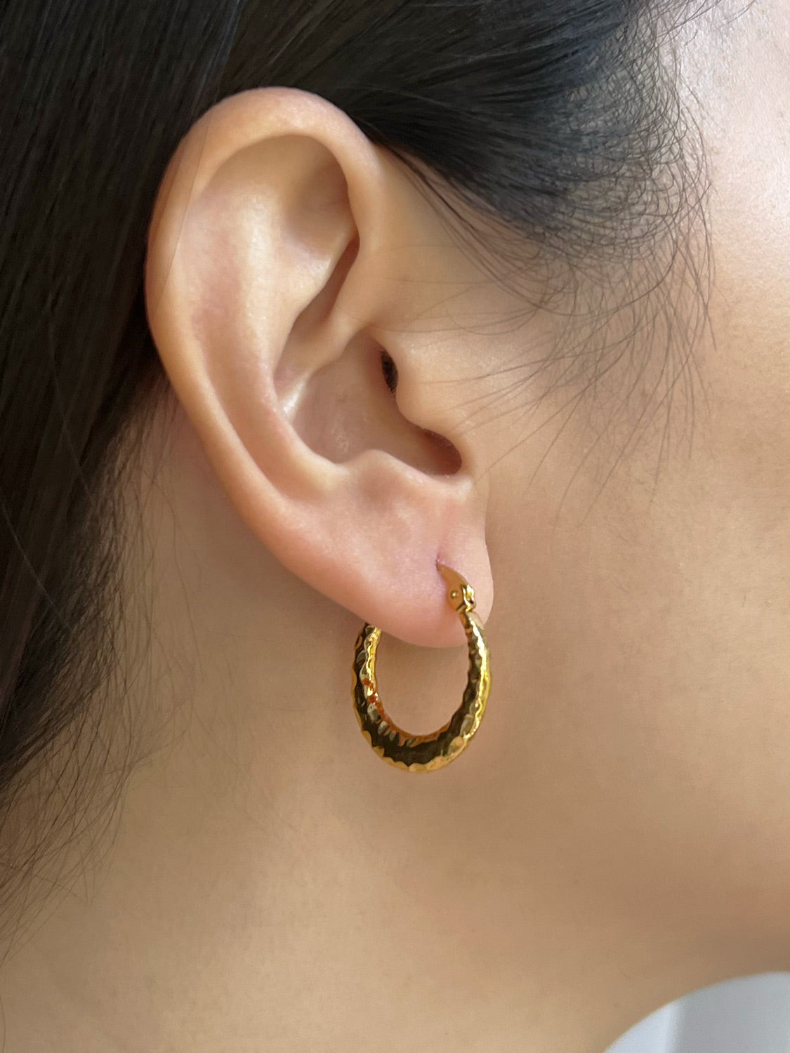 Textured Classic Hoops   Stainless Steel  Gold c5f6dbc1 e63d 4799 bd8c 6fe1c44ff57e
