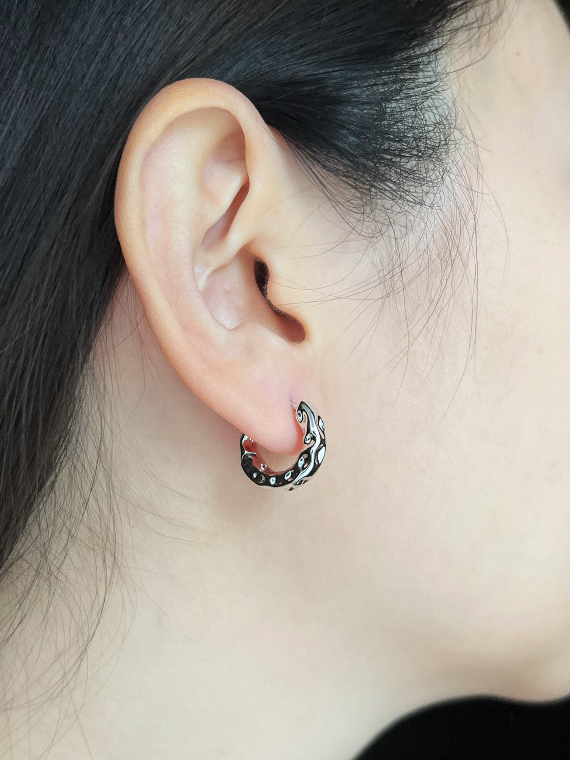Textured Hoops - Silver