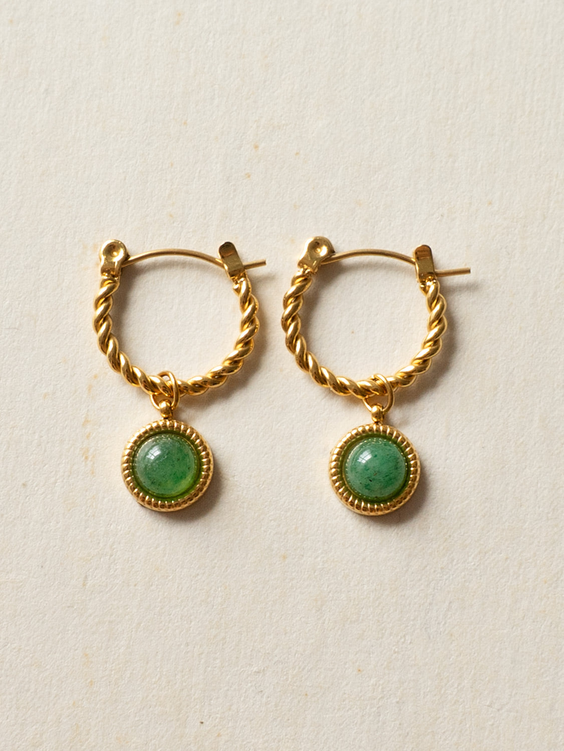 Twist Hoops With Aventurine Stone3