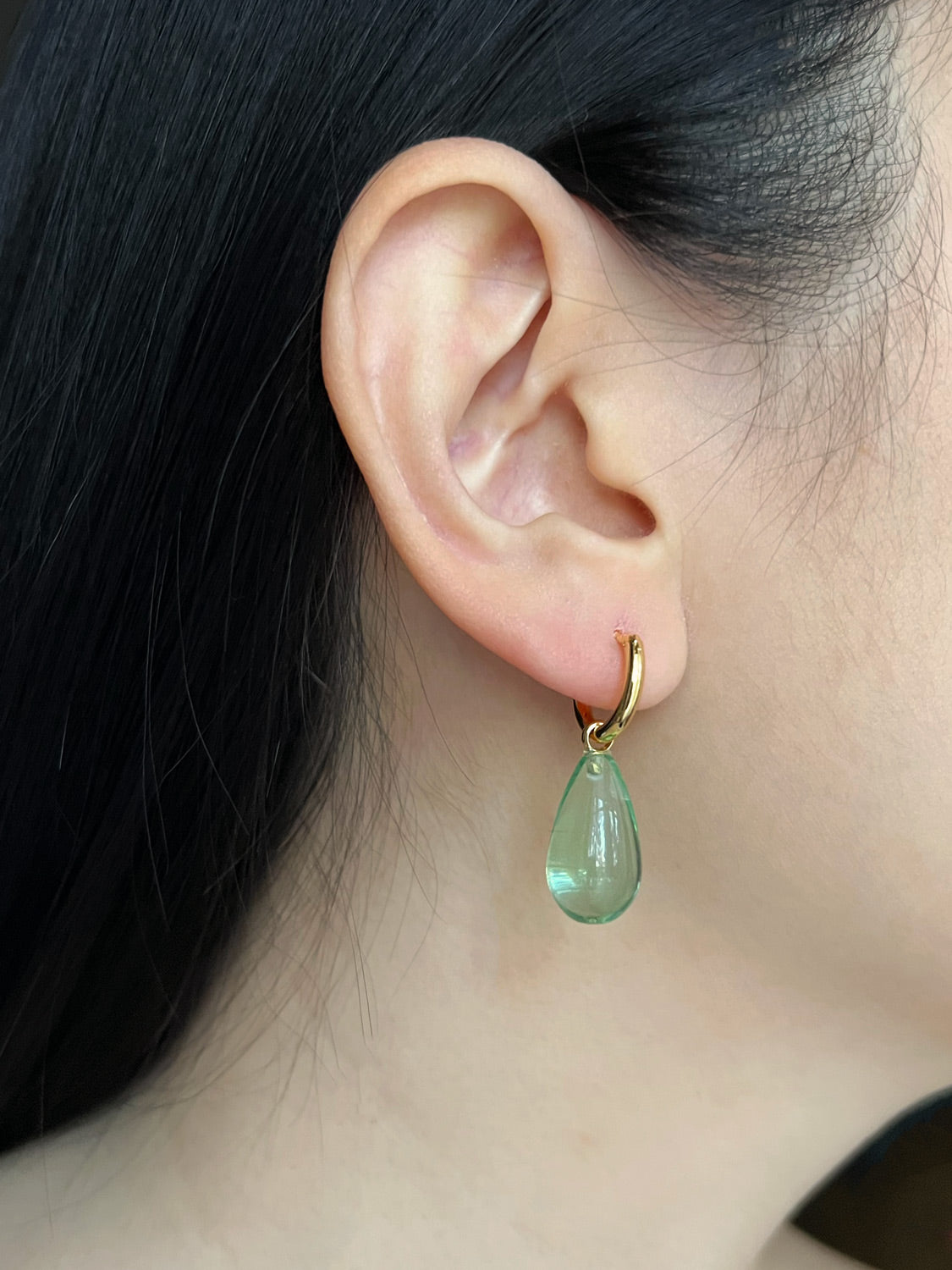 Water Droplet Hoops - Gold/Turquoise