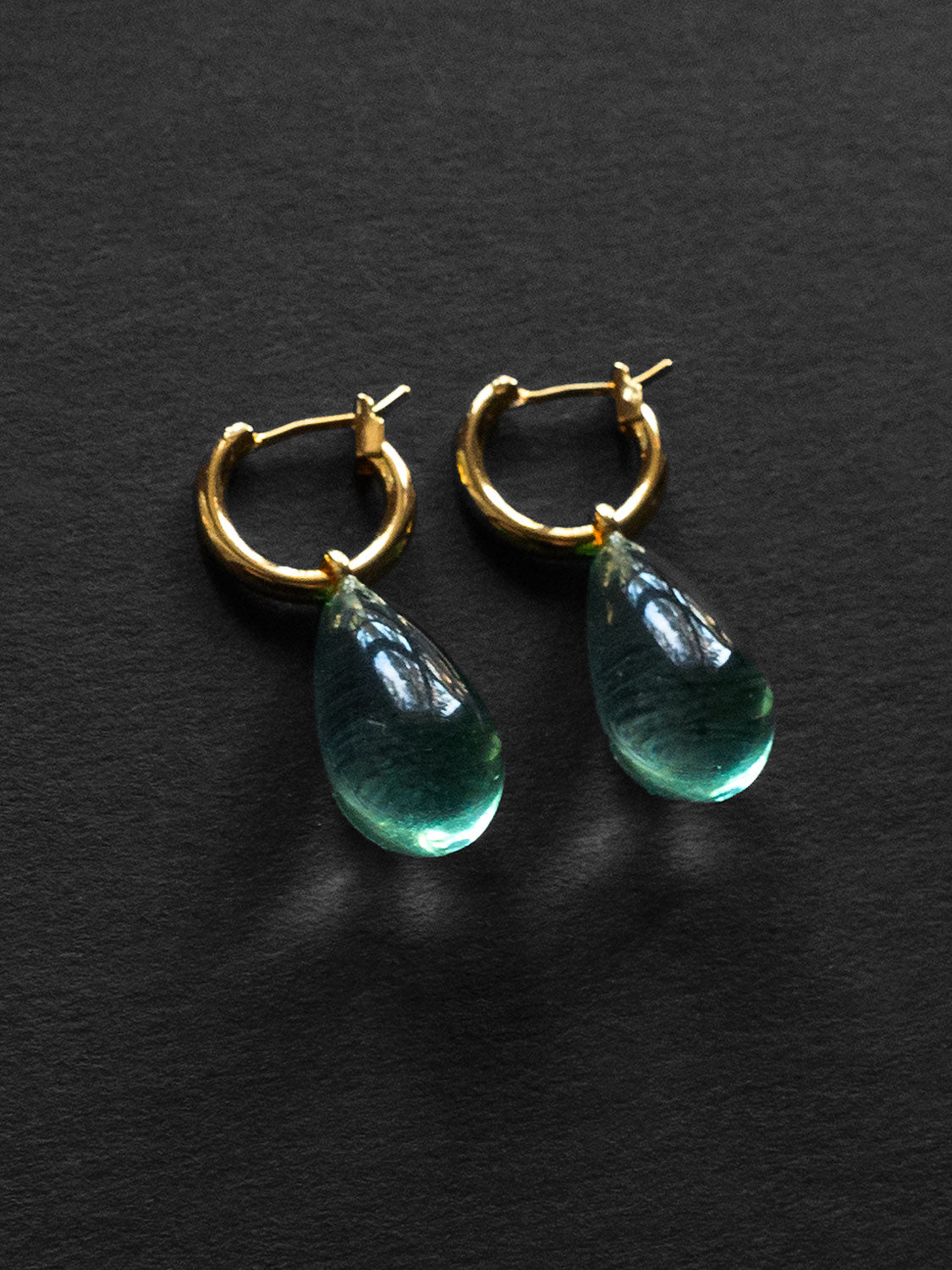 Water Droplet Hoops   Gold Turquoise2