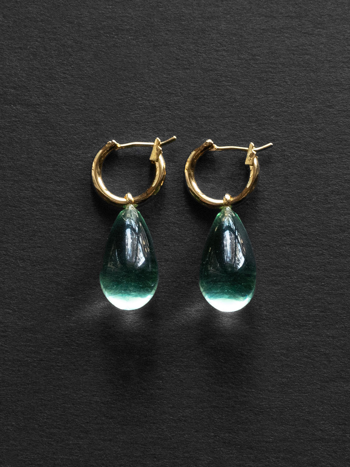 Water Droplet Hoops - Gold/Turquoise