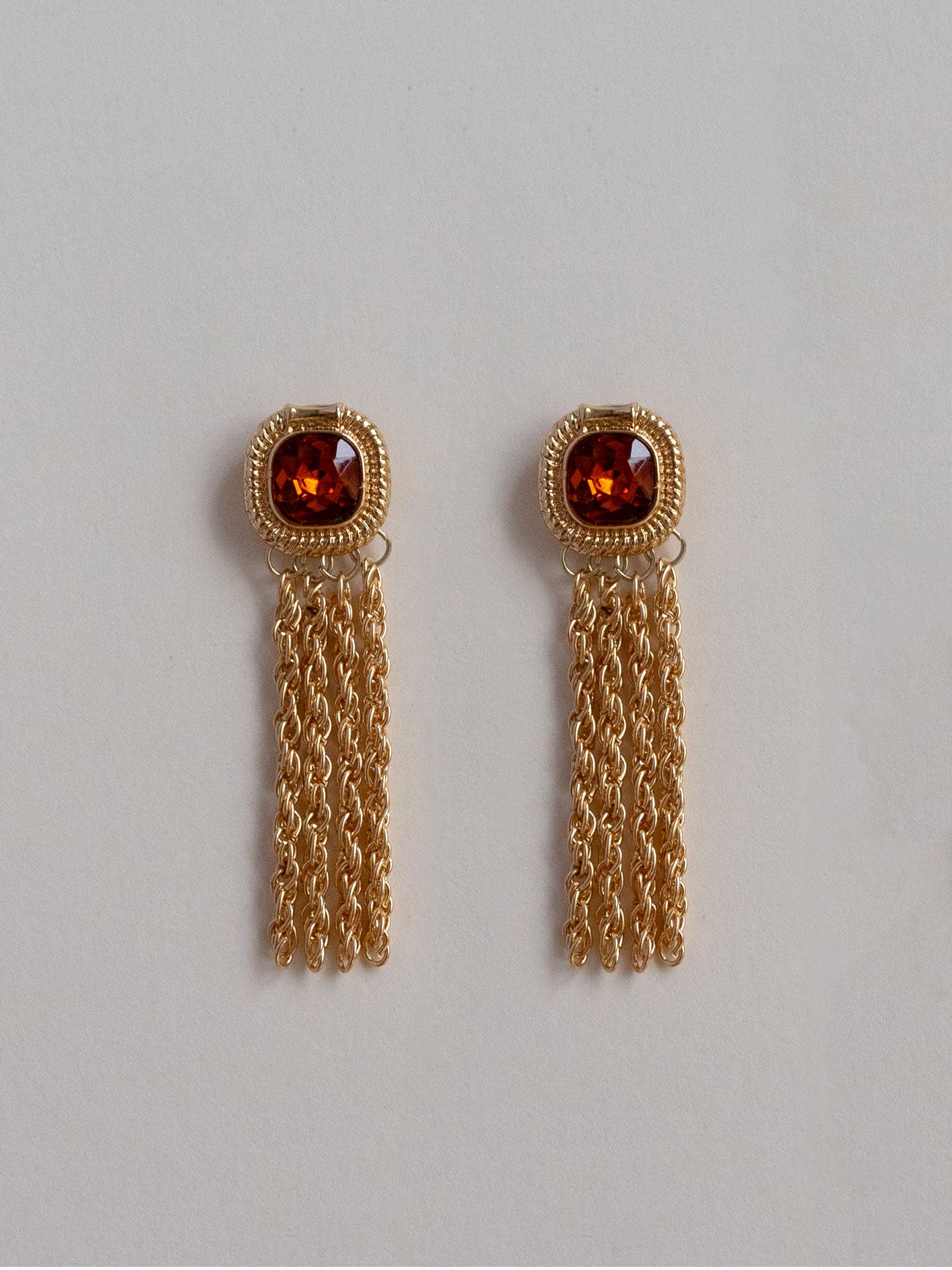 brown red chain earrings