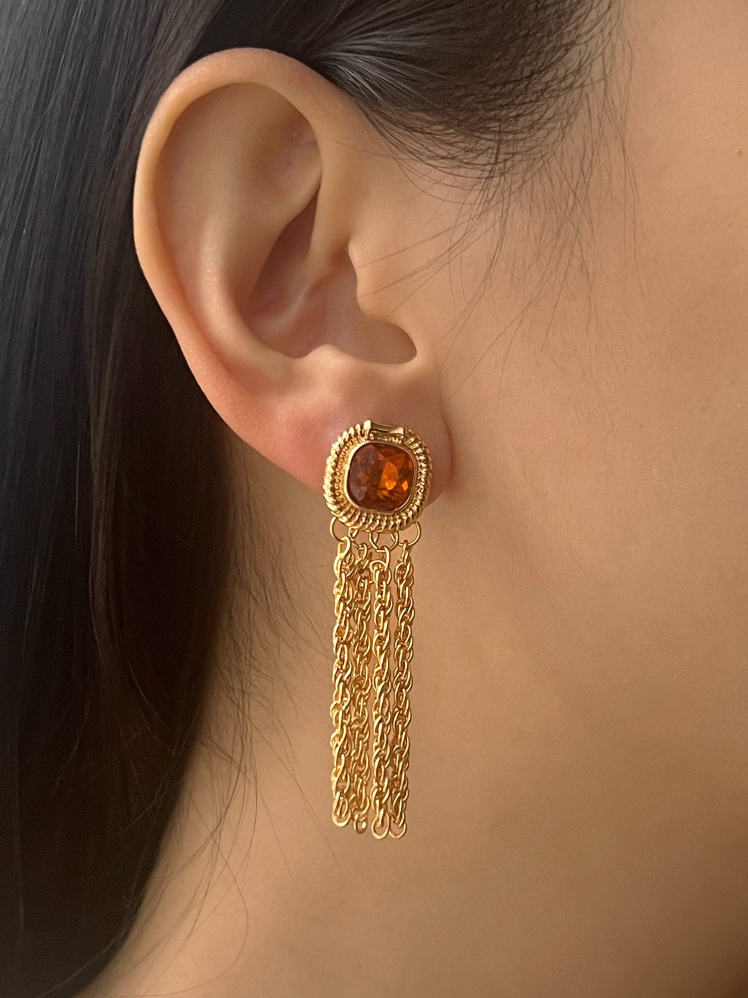 brownish red earrings model
