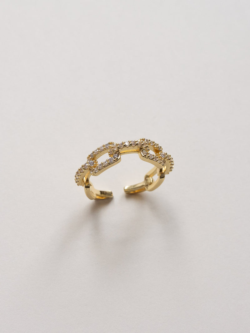 Sparkle Inlaid-Gemstones Chain Ring