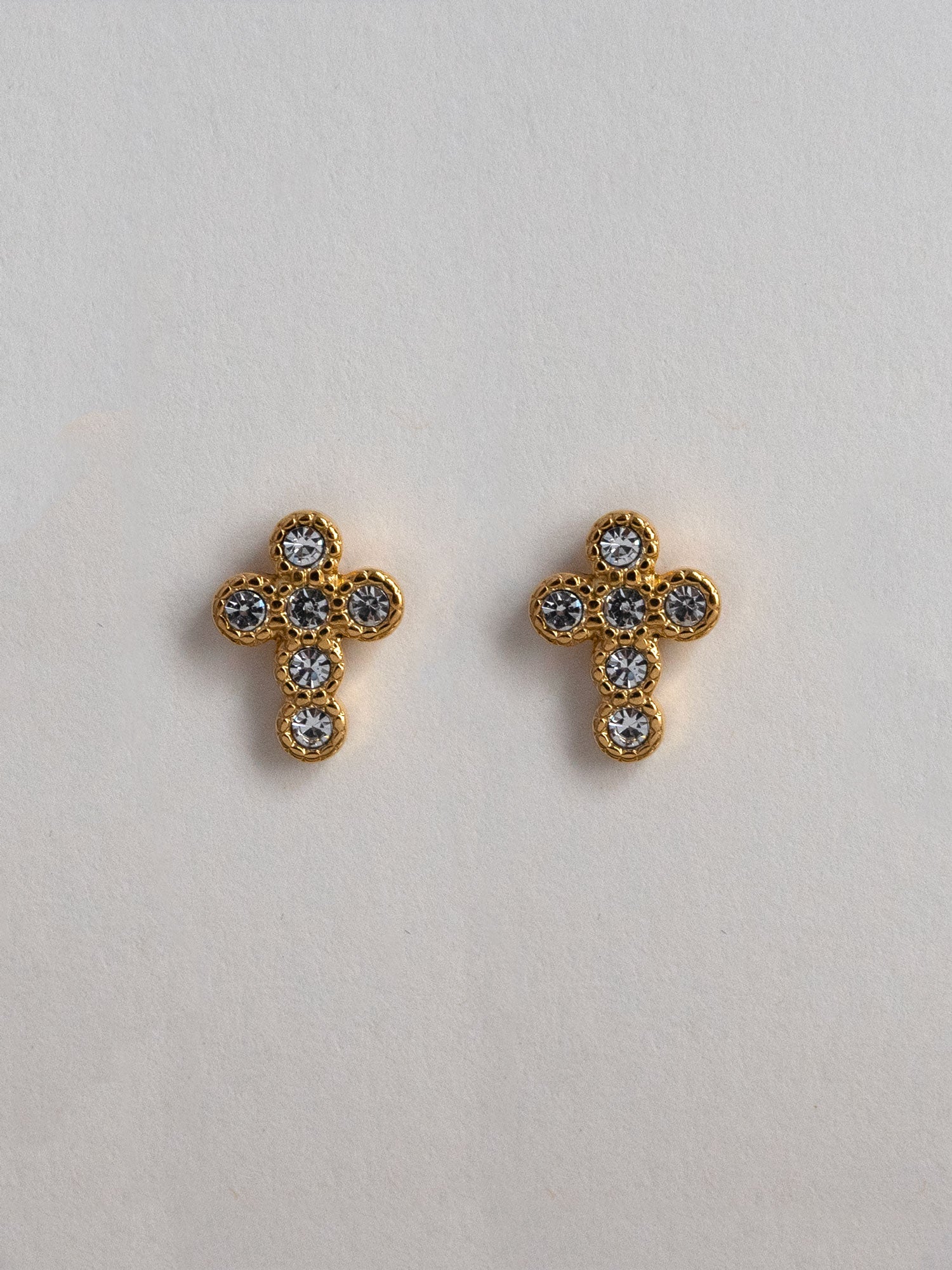 cross earstuds gemstones