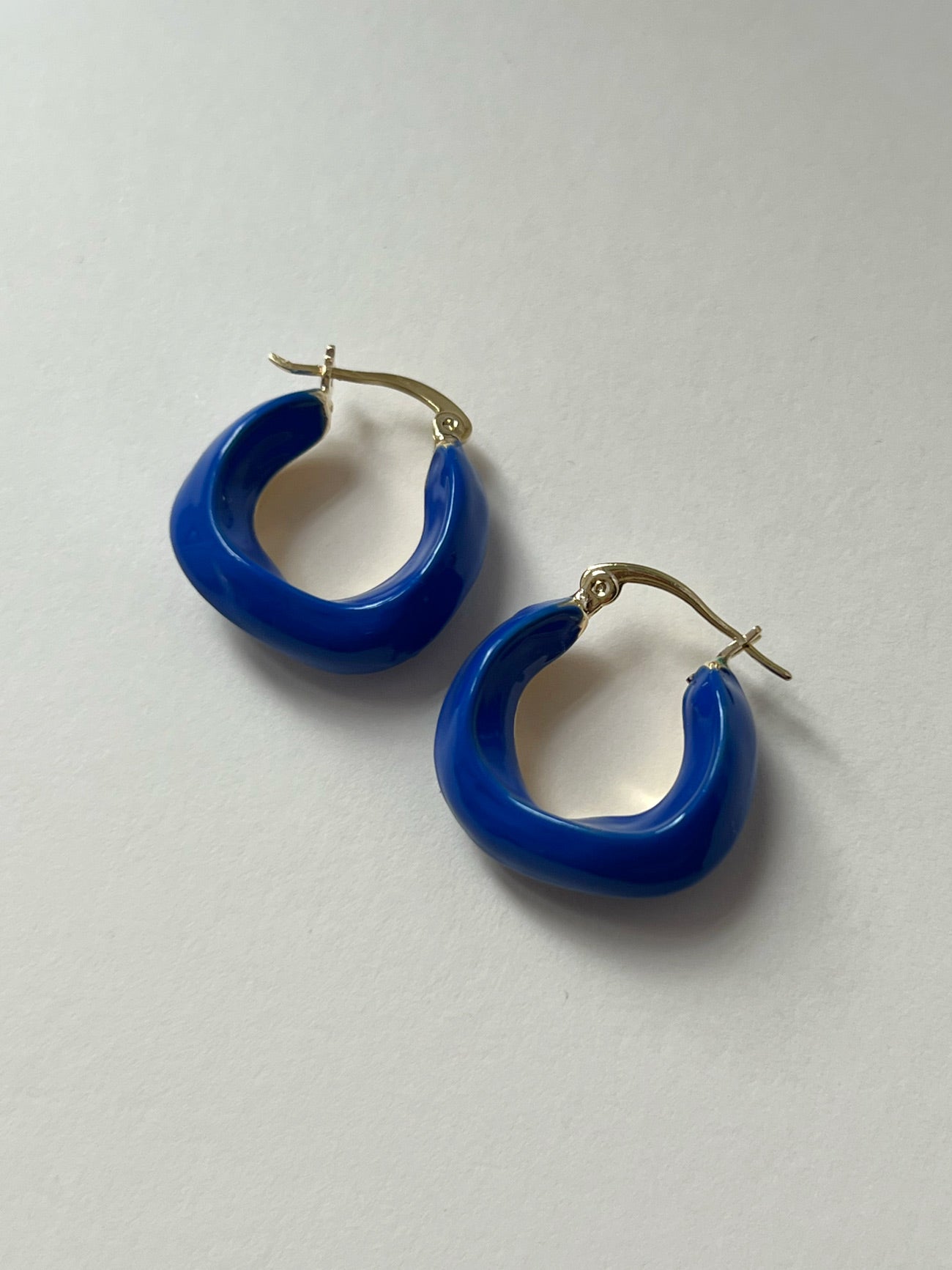 Enamel Chunky Little Hoops - Blue