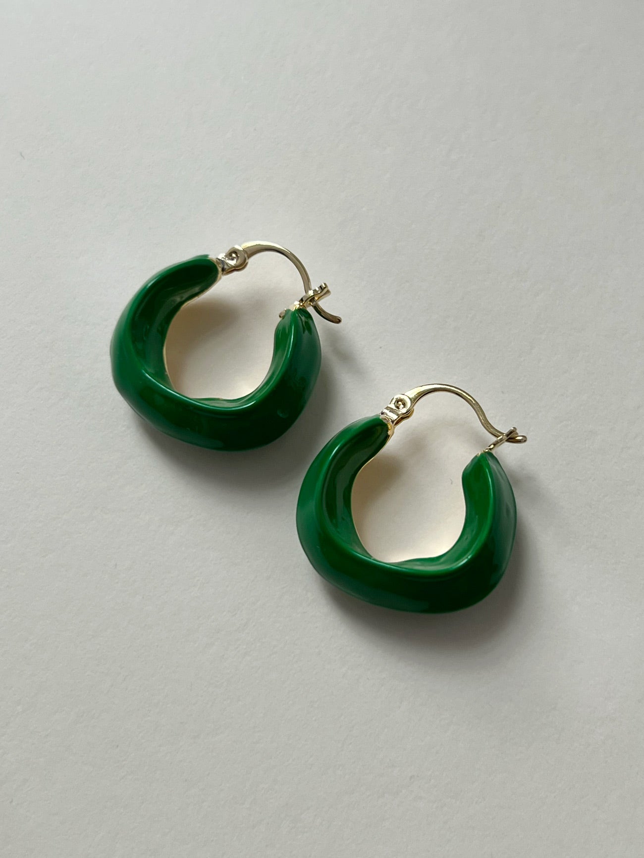 Enamel Chunky Little Hoops - Green