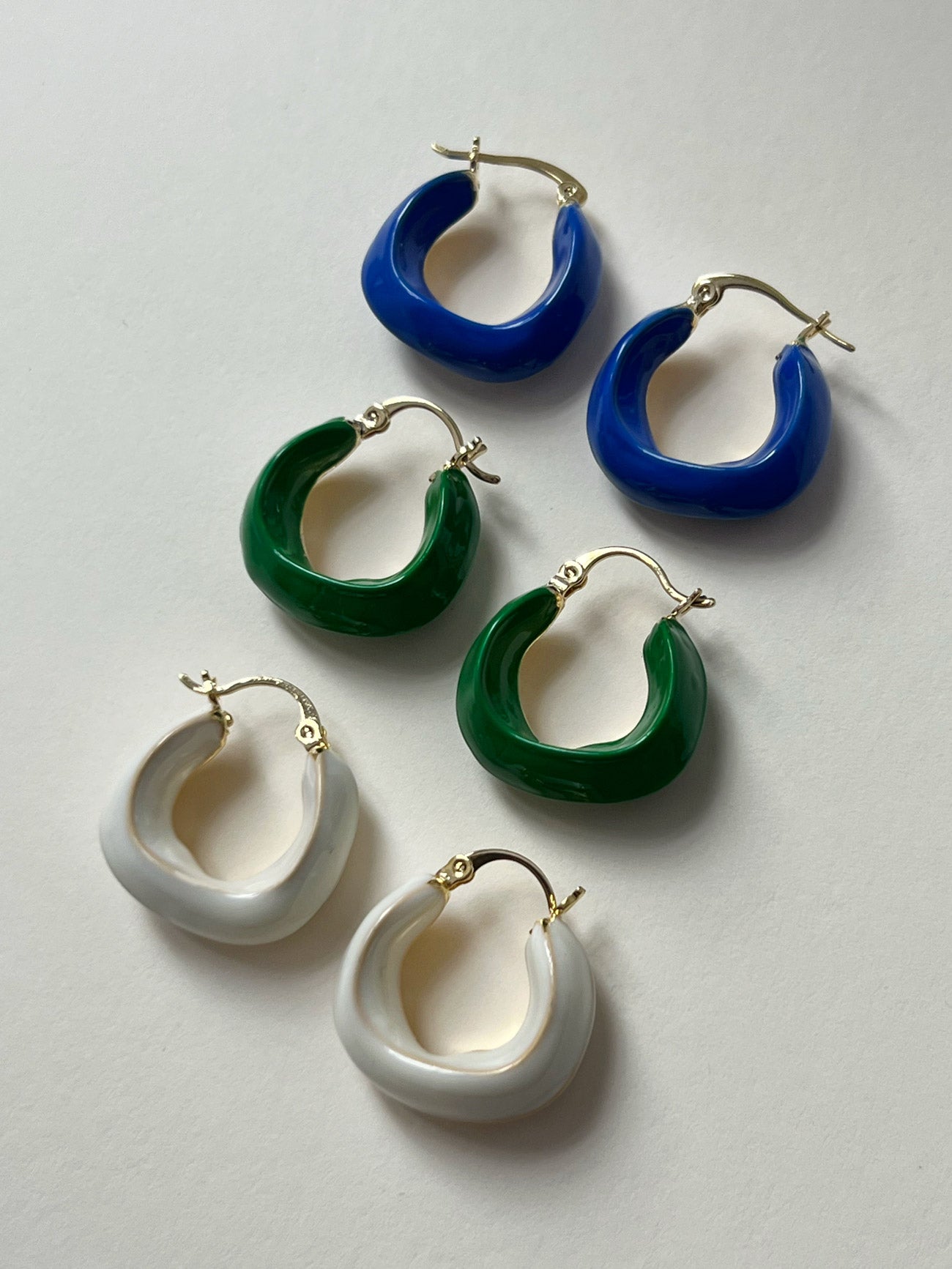 Enamel Chunky Little Hoops - Blue