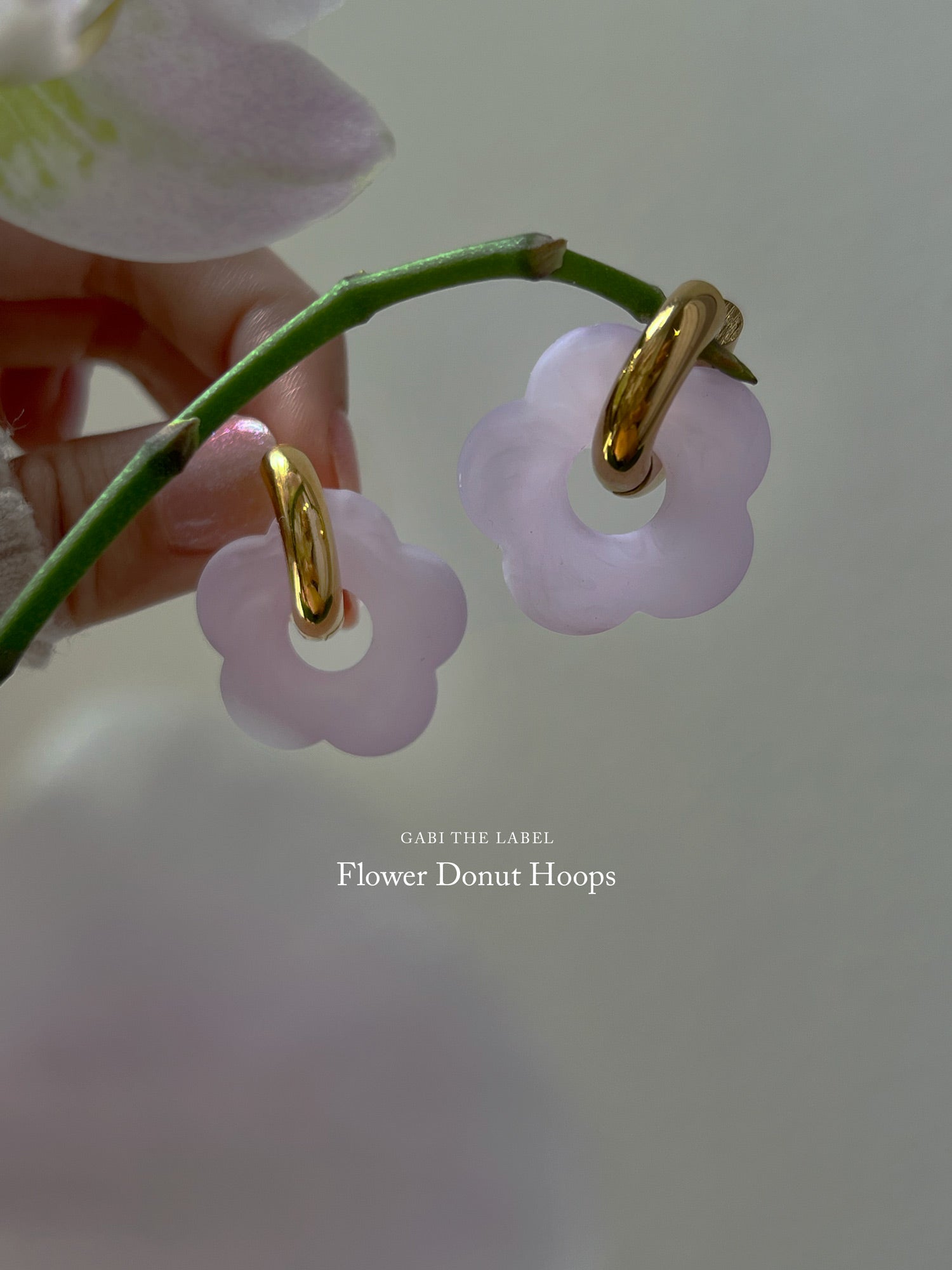 Flower Donut Hoops - Marbled Matte Lilac