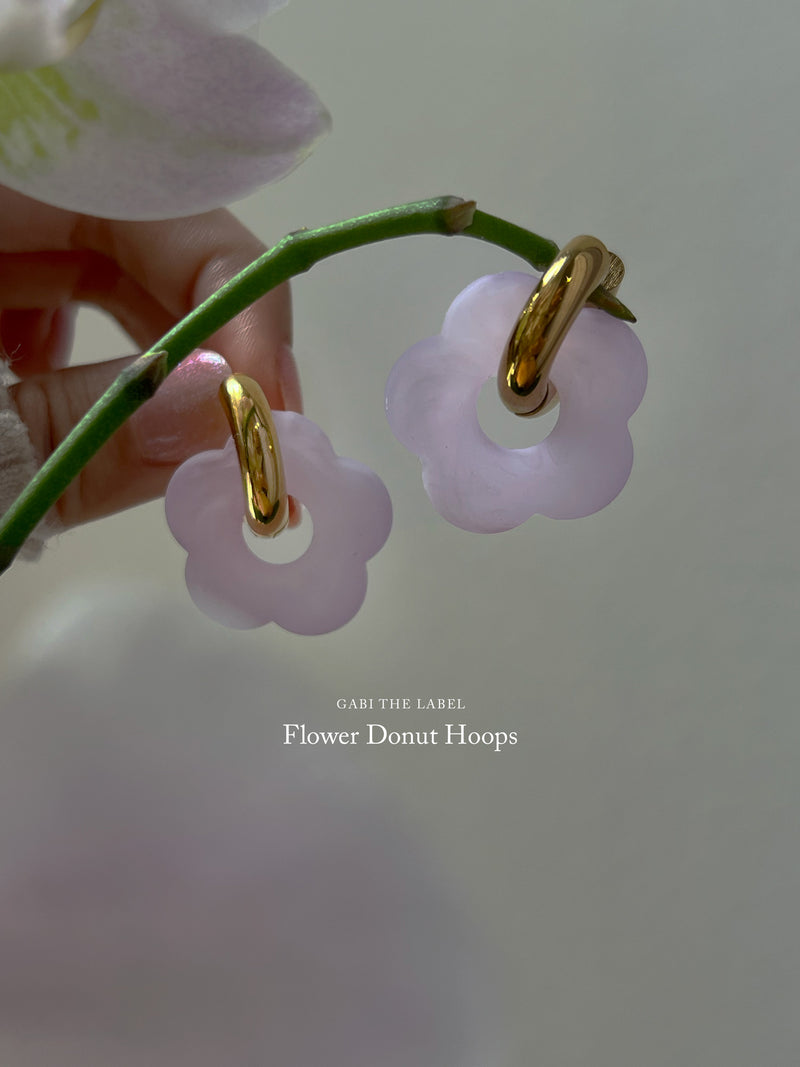 Flower Donut Hoops - Marbled Matte Lilac