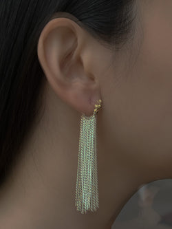 Fluidity Silver Chain Earrings - Long