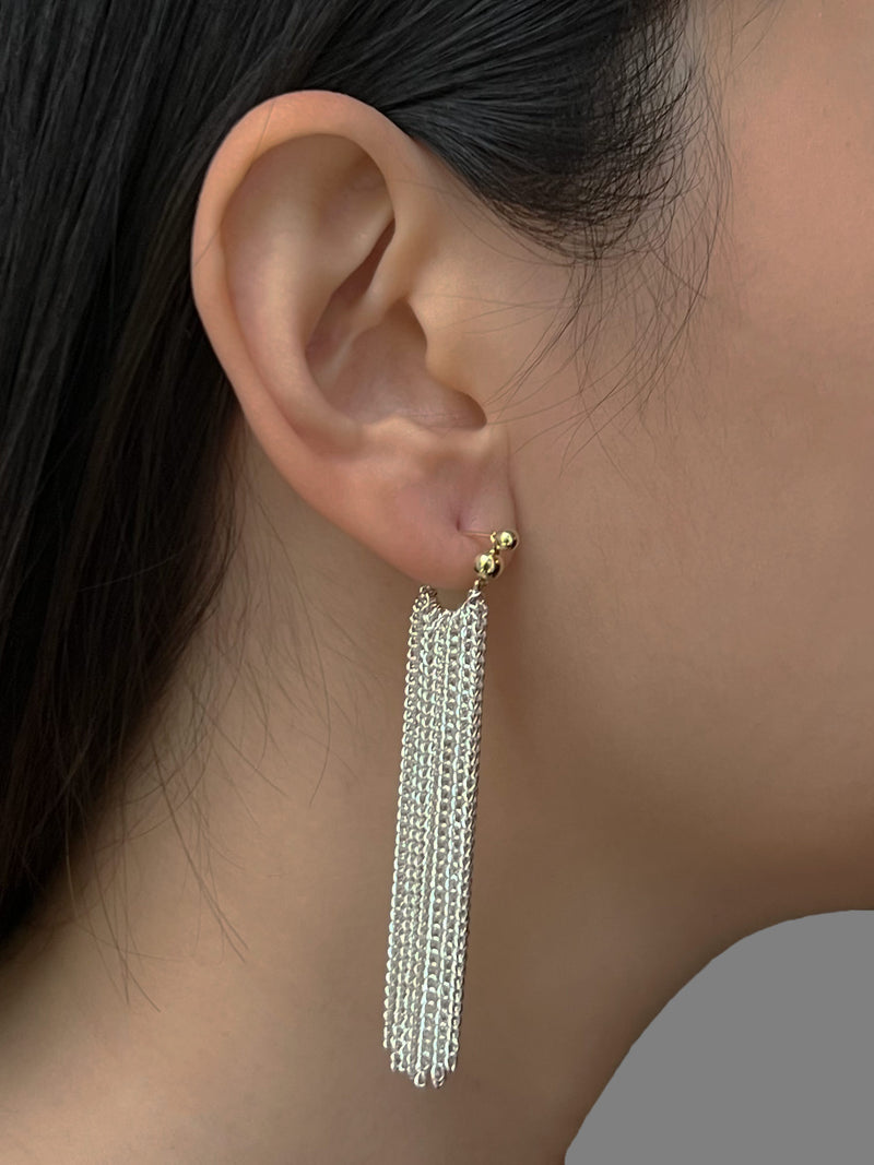 Fluidity Silver Chain Earrings - Long