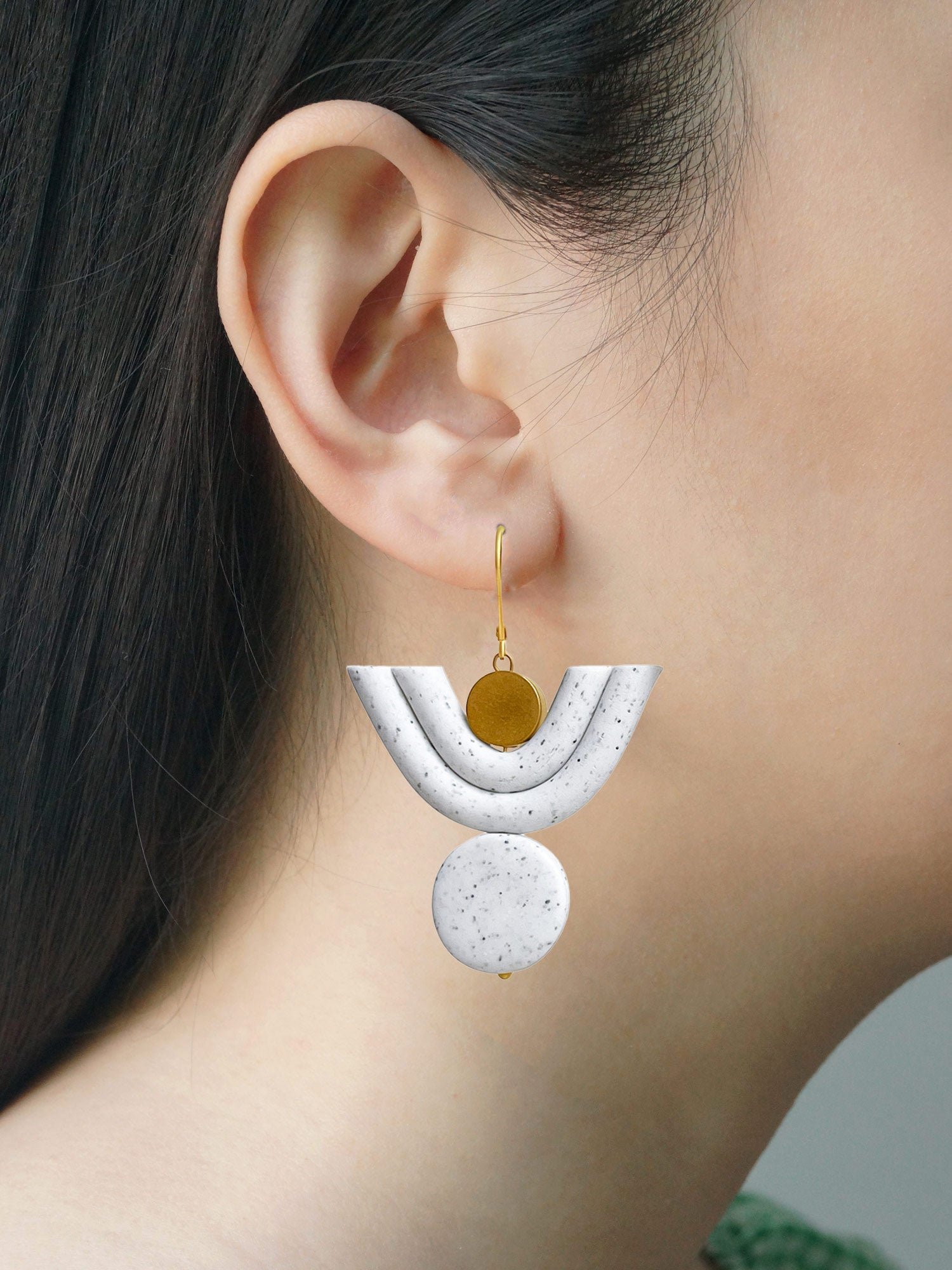 Geometric Shape Earrings - White Speckles
