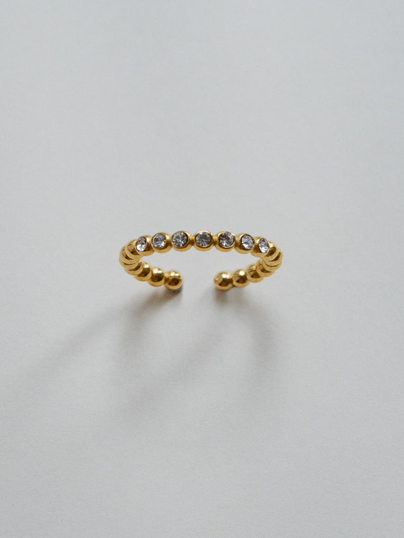 Globular Ring With Gemstone - Clear