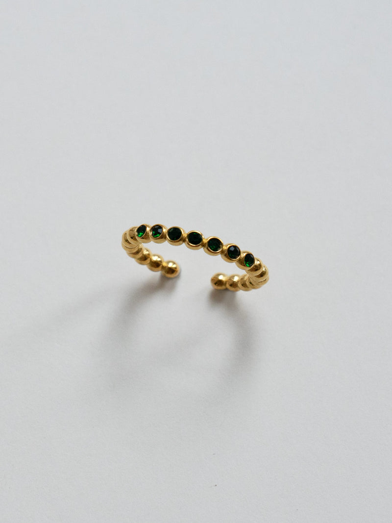 Globular Ring With Gemstone - Emerald Green